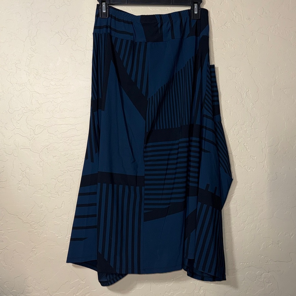 Porto San Fransisco lagenlook layered midi skirt blue and black abstract print - Picture 5 of 5